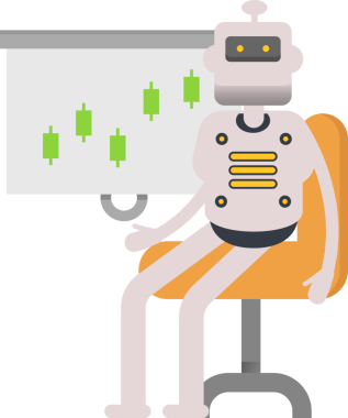 İnsansı Robot Karakteri Candlestick Çizelgesini Sunar