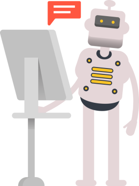 Bilgisayar üzerinde çalışan İnsanımsı Robot Karakteri