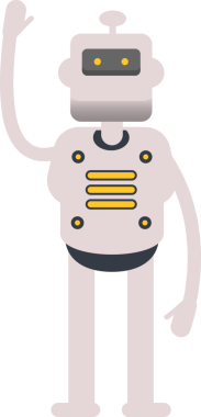 İnsansı Robot Karakteri Tek Elini Kaldırıyor