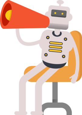 İnsansı Robot Karakteri ve Megafonu