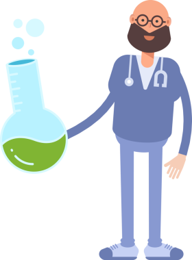 Erkek Hekimlik Karakteri Laboratuar Şişesi