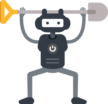 Robot Karakteri Kaldırma Kürek Aracı İllüstrasyonu