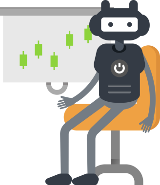 Robot Karakteri Candlestick Çizelgesini Sunar
