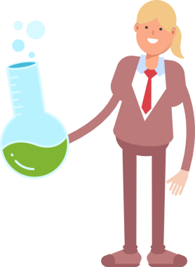 Suit Karakter Tutucu Laboratuar Şişesi 'ndeki İş kadını