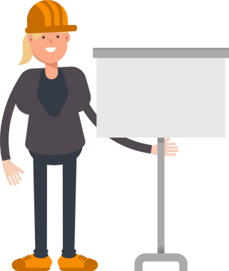 Kadın Mühendis Karakteri Sunar Whiteboard