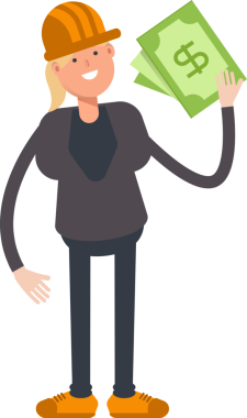 Kadın Mühendis Karakteri Dolarlık Banknotlar Tutuyor