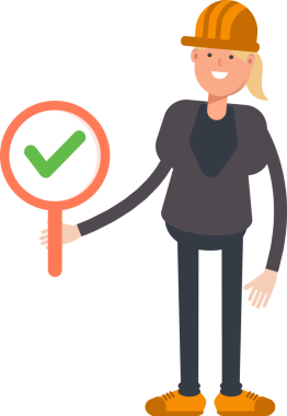 Kadın Mühendis Karakteri Deneme İşareti Gösteriliyor