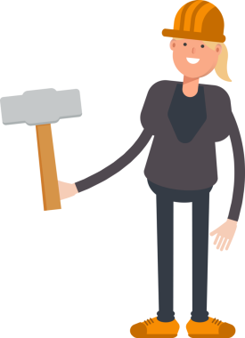 Kadın Mühendis Karakteri Sledge Çekiç Tutuyor