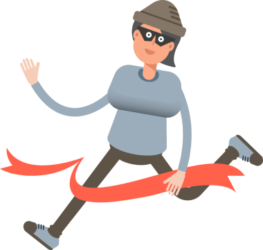 Bitiş çizgisinde Koşan Kadın Hırsız Karakteri