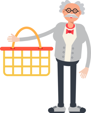 Bilim adamı Karakteri Alışveriş Sepeti Tutuyor