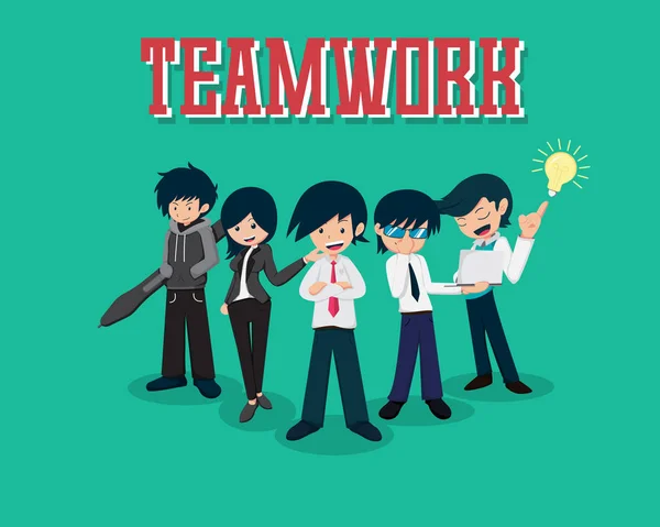 Hombre Sueldo Trabajo Equipo Buen Equipo Buen Negocio — Vector de stock