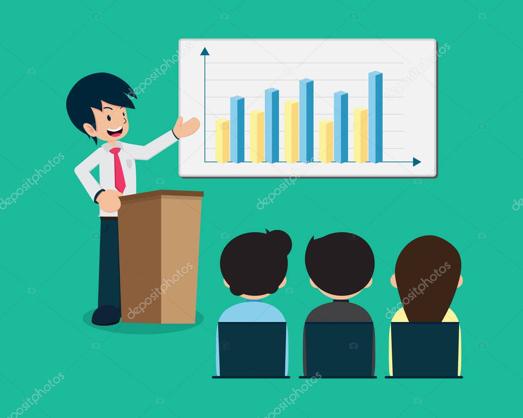 Salary Man 01 Presentation Profit Graph.Presents in front of the Board Committee