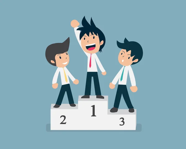 Τριών Εργάσιμων Άτομο Που Στέκεται Prodium Νικητής — Διανυσματικό Αρχείο