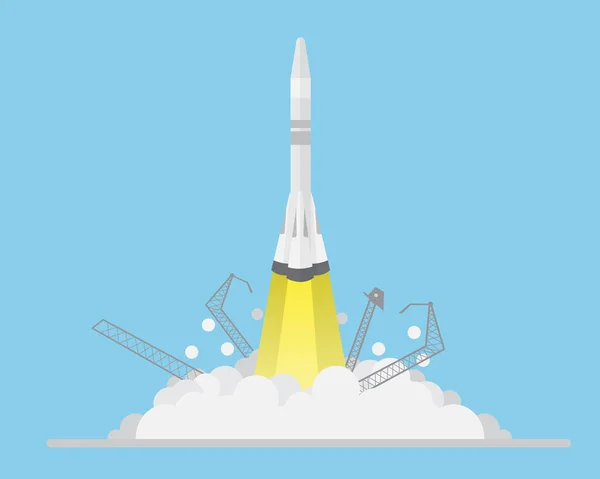 Start Rocket Launches Space Fast Glow Real Business — Stock Vector