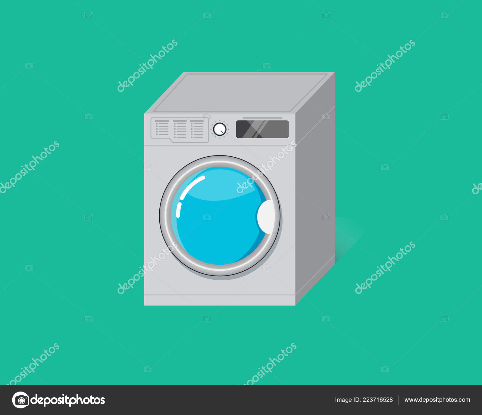 Flat Washing Machine Bright Green Background Stock Vector Image by