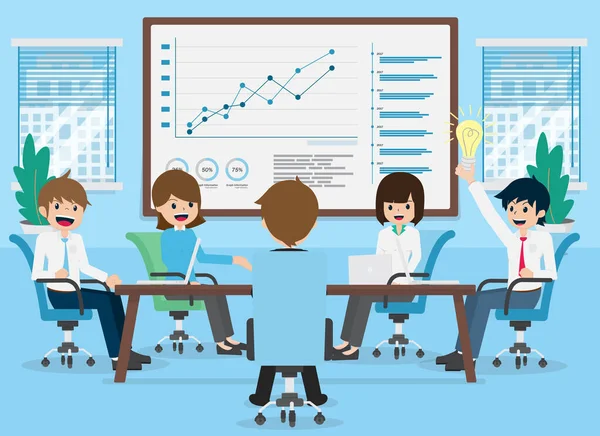 Löntagare Presenterar Nya Idéer Mötesrummet För Kollegor — Stock vektor