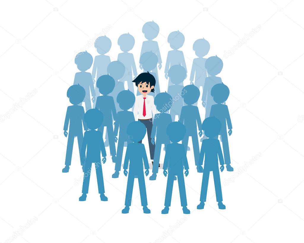 Salary Man Standing among many people.Make yourself stand out.