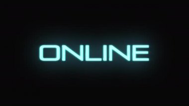 4K Çevrimiçi Işık Neon Metni, Titrek Metin, Parlak Metin, Dijital Teknoloji Animasyonu