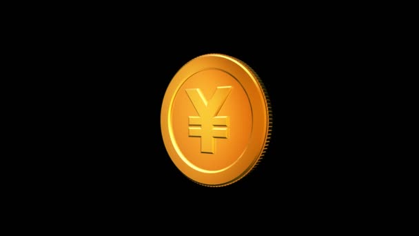 Yen Coin Rotation Loopcartoon Shade Color Yen Coin Rotation Loop — Stock Video