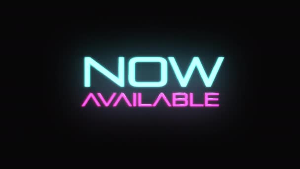 Now Available Light Neon Text Flicker Text Izzó Szöveg Digitális — Stock videók