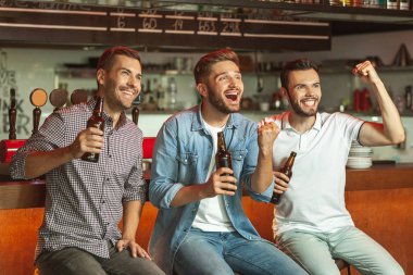 bira içip bardaki spor oyunu izlerken erkek