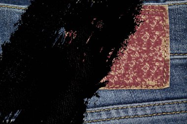 Boş etiket denim doku geleneksel iş arka planı için