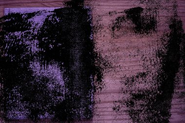 Grunge Ultra mor kartpostal örnek, ahşap masa metin tebrik için ücretsiz boşaltmak ile keten kumaş yüzeyinde