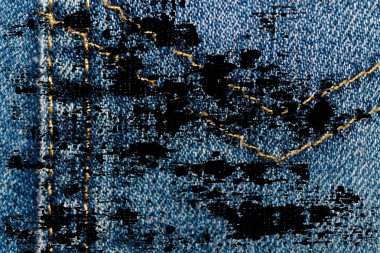 Grunge kirli Closeup eskimiş kot Denim doku, makro arka plan web siteniz veya mobil cihazlar için cep