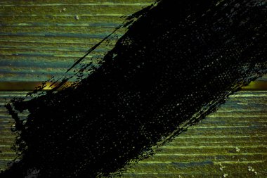 Grunge Ultra turuncu renkli doku eski, eski püskü, yeşil boya gölge ile eski bir ahşap Bank