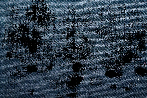 Grunge vuile blauw denim macro textuur met naad voor jeans achtergrond — Stockfoto