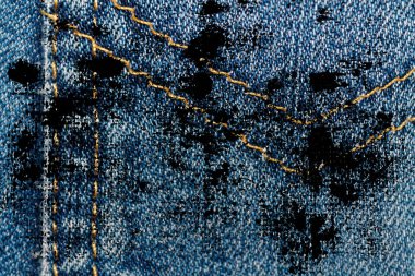 Grunge kirli Closeup eskimiş kot Denim doku, makro arka plan web siteniz veya mobil cihazlar için cep