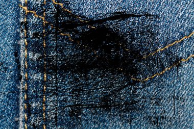Grunge kirli Closeup eskimiş kot Denim doku, makro arka plan web siteniz veya mobil cihazlar için cep
