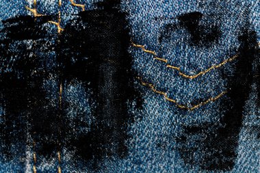 Grunge kirli Closeup eskimiş kot Denim doku, makro arka plan web siteniz veya mobil cihazlar için cep