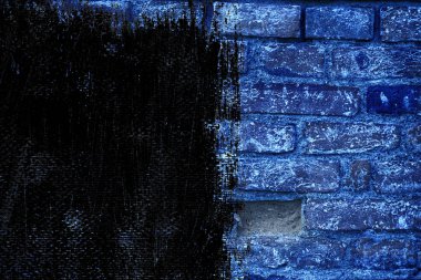 Doku, çimento arka plan web siteniz veya mobil cihazlar için grunge Ultra mavi tuğla duvar