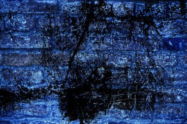 Doku, çimento arka plan web siteniz veya mobil cihazlar için grunge Ultra mavi tuğla duvar