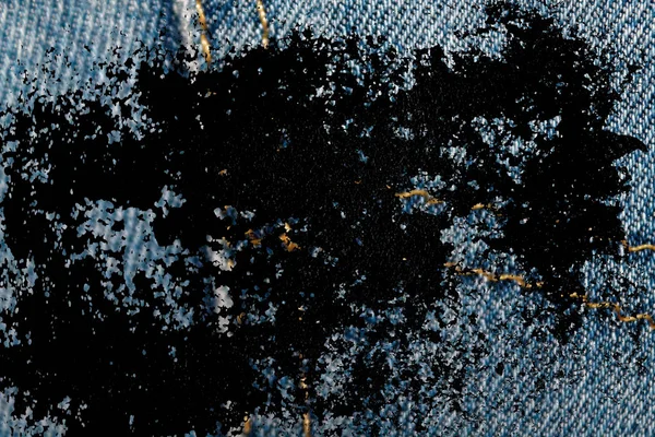 Dirty grunge Closeup of obsolete blue jeans pocket Denim texture, macro background for web site or mobile devices