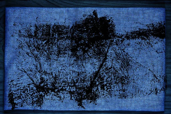 Grunge Ultra azul tecido de linho superfície para uso de mock-up ou designer, amostra de capa de livro, amostra — Fotografia de Stock