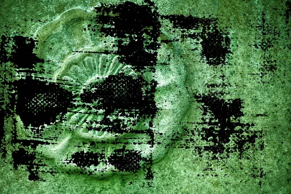Grunge kirli Ultra yeşil süslü taş doku, daire rock şekil, web sitesi veya mobil cihazlar için arka plan