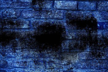 Doku, çimento arka plan web siteniz veya mobil cihazlar için grunge Ultra mavi tuğla duvar