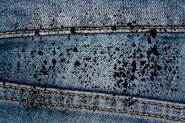 Eskimiş mavi kot pantolonların Grunge kirli kapanışı Denim dokusu, web sitesi veya mobil aygıtlar için makro arkaplan
