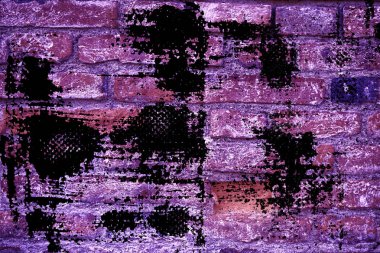 Doku, çimento arka plan web siteniz veya mobil cihazlar için grunge kirli Ultra mor tuğla duvar