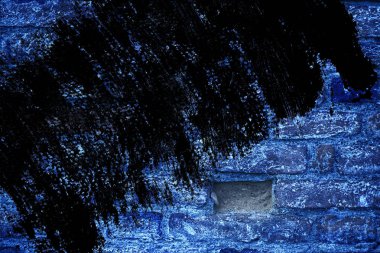 Doku, çimento arka plan web siteniz veya mobil cihazlar için grunge Ultra mavi tuğla duvar