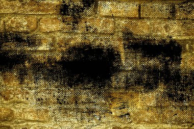 Doku, çimento arka plan web siteniz veya mobil cihazlar için grunge Ultra sarı tuğla duvar