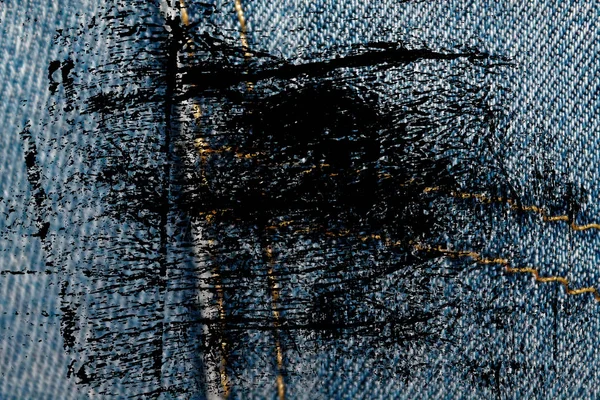 Grunge eskimiş kot cep Denim doku, web sitesi veya mobil cihazlar için makro arka plan Closeup kirli