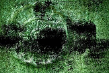Grunge kirli Ultra yeşil süslü taş doku, daire rock şekil, web sitesi veya mobil cihazlar için arka plan