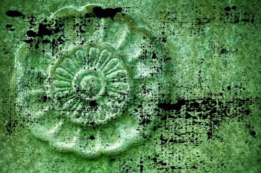 Grunge kirli Ultra yeşil süslü taş doku, daire rock şekil, web sitesi veya mobil cihazlar için arka plan