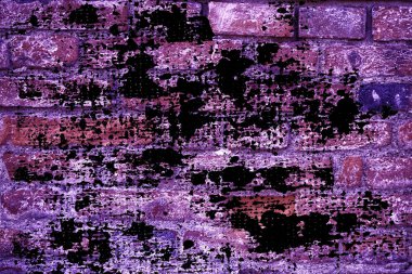 Doku, çimento arka plan web siteniz veya mobil cihazlar için grunge kirli Ultra mor tuğla duvar