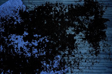 Grunge kirli Ultra mavi keten kumaş yüzeyi, kitap kapağı örnek, renk örneği mock-up veya Tasarımcısı'nı kullanmak için