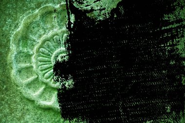 Grunge kirli Ultra yeşil süslü taş doku, daire rock şekil, web sitesi veya mobil cihazlar için arka plan