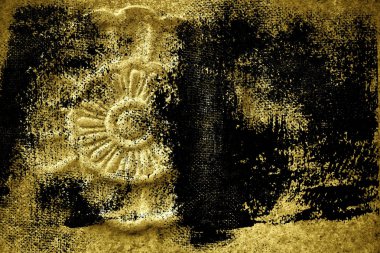 Kirli Ultra sarı süslü taş doku, daire rock şekil, web sitesi veya mobil cihazlar için arka plan